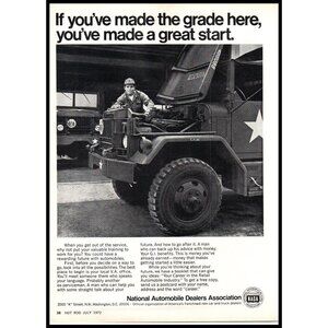 1972 NADA National Automobile Dealers Vintage Print Ad Military Truck Wall Art